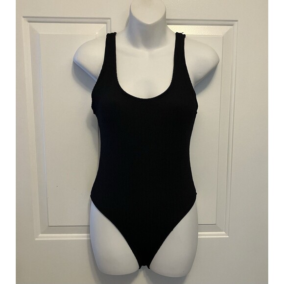 NWT COTTON ON Sz Small Women's Low-Back One-Piece Cheeky Swimsuit Black - Picture 1 of 5